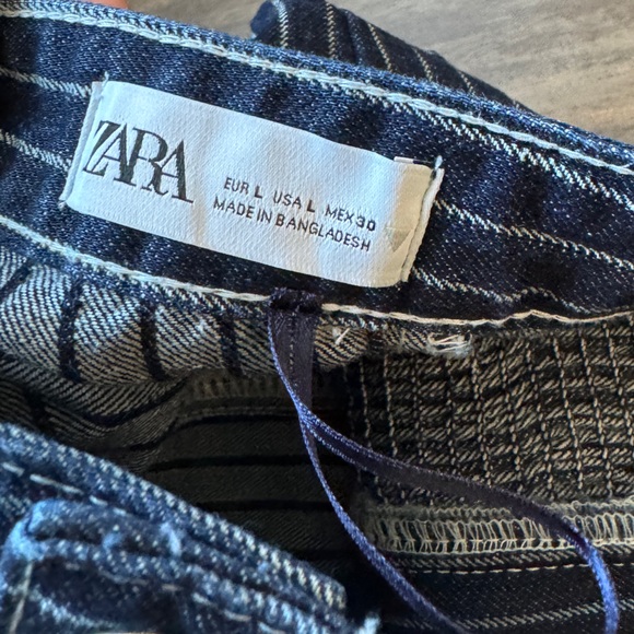 ZARA STRIPED STRAPLESS TRF DENIM TOP - Picture 3 of 6